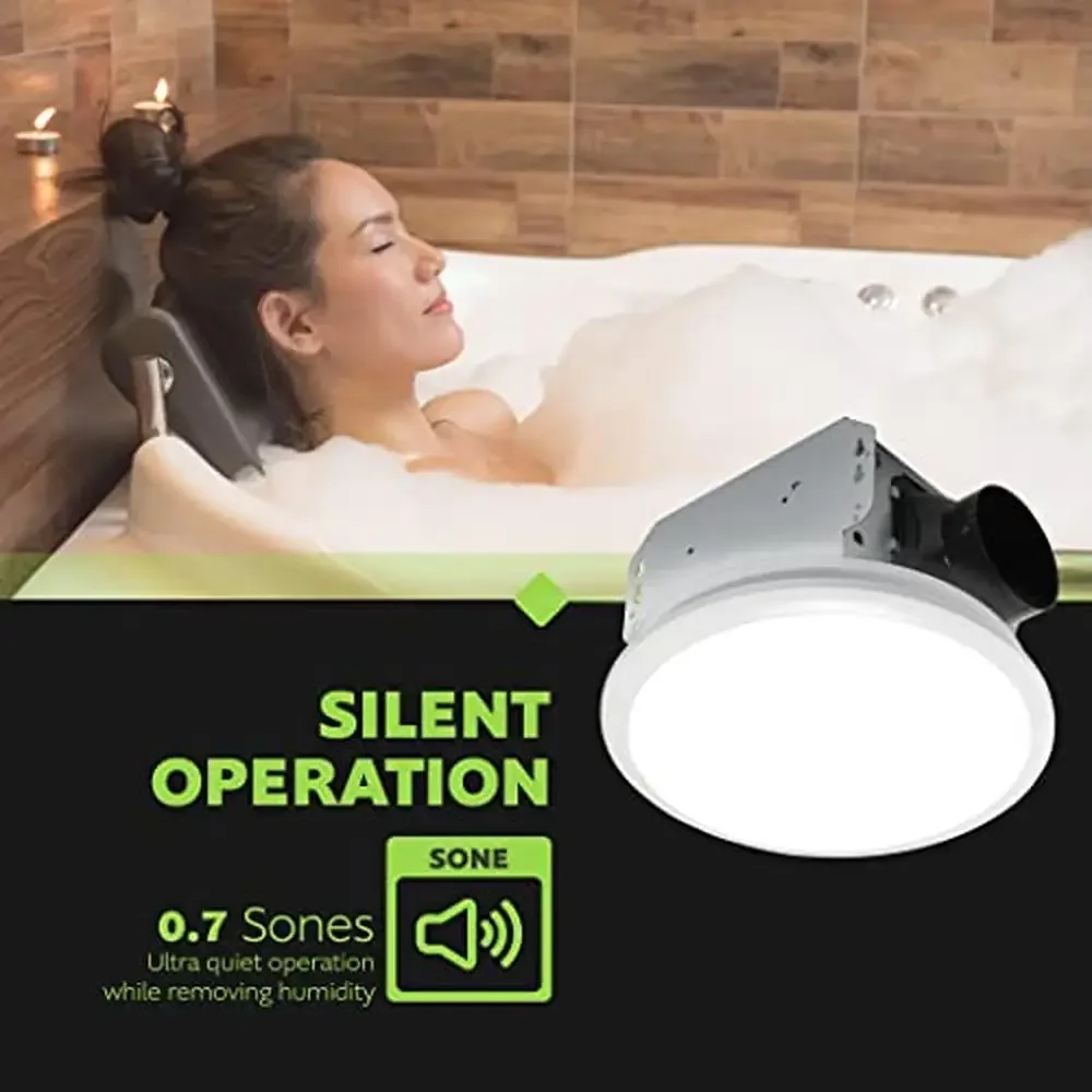 LED Badkamer Afzuigventilator 0,7 Zones 50 CFM Wit Stille ventilatie Corrosiebestendig Eenvoudig te installeren Modern design Huiswerk