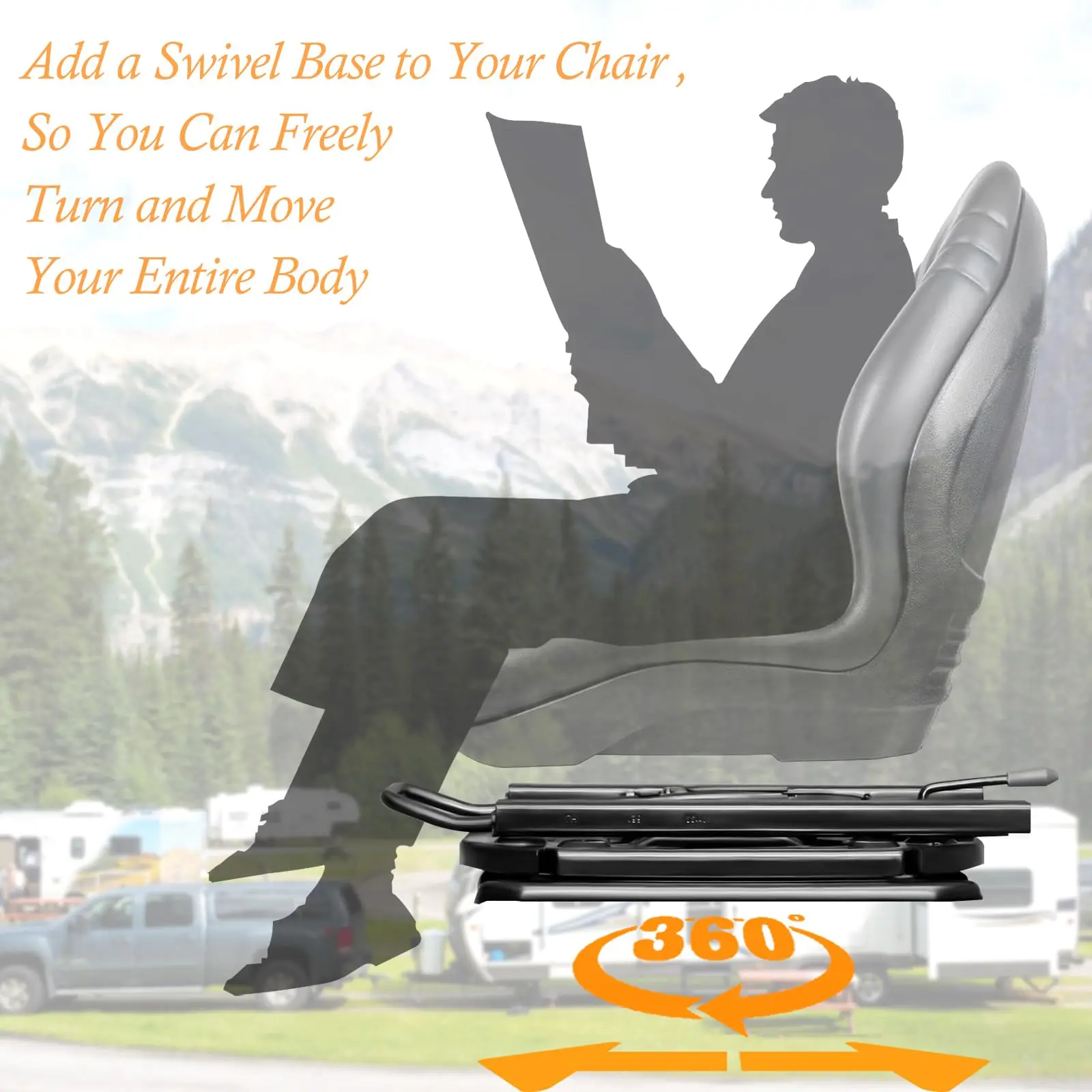 قاعدة دوارة للمقعد شديدة التحمل مع منزلق، قاعدة مقعد دوارة من ألواح فولاذية 3.0 مم قابلة للدوران 360 درجة لشاحنة قارب التخييم RV Bu