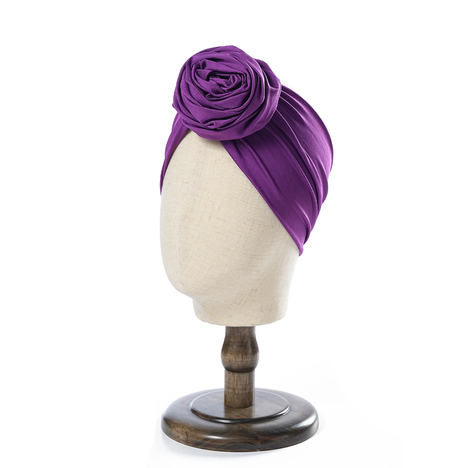 Rohes Seiden-Haarband mit großer Rose, atmungsaktiv, leicht, für afrikanische Frauen, Turban-Wickel, elastisch, Boho-Blumen-Bandana, Party-Kopfbedeckung – Detail 7