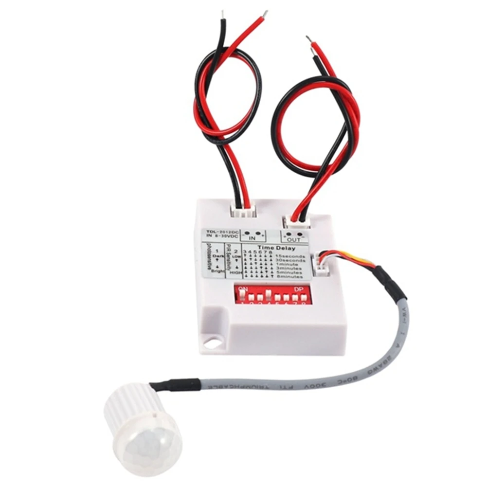 AA08-PIR Interruttore del sensore di movimento 12V 24V IR A infrarossi Induzione umana Ritardo Interruttore del relè Corridoio HA CONDOTTO LA Luce timer
