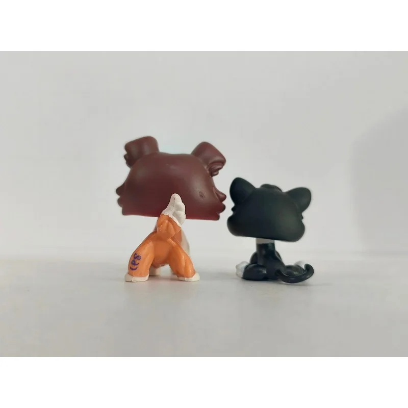 2 szt./partia Mini Zabawka dla Zwierząt Domowych - Pies Collie, Czarny Kotek # 1542 figurki zwierząt LPS