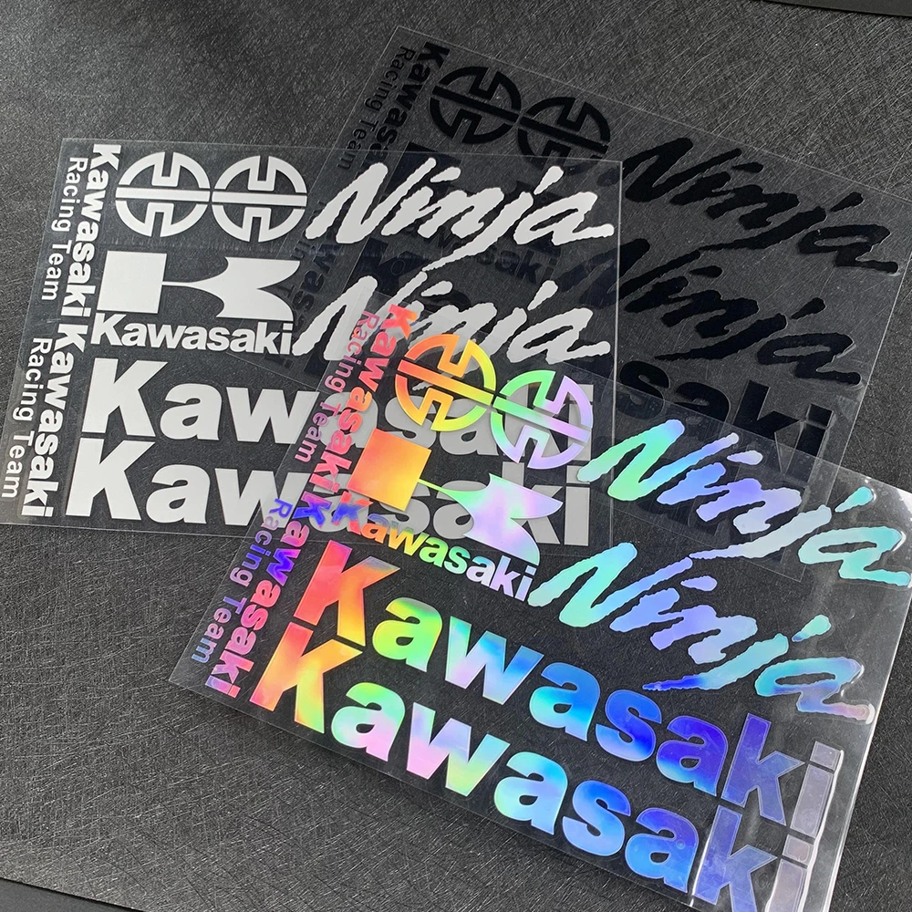 

Vinyl Kawasaki Motorcycle Sticker LOGO Ninja Decorative Decal Complete Set Black/Silver/Laser