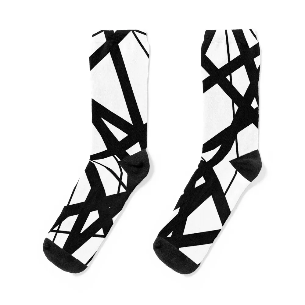 EVH: authentic Black & White Stripes design (pure white) Socks cycling Men's professional running Socks Ladies Men's