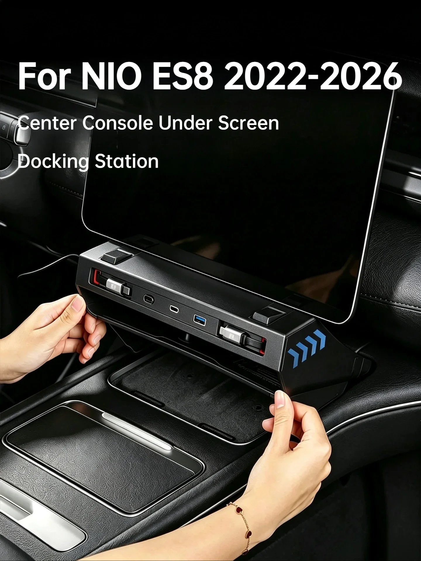 Car Center Console Under Screen Docking Station W/ Storage Box For NIO ES8 2022-2026 Car Telescopic Cable Fast Charger Accessory detail image 1