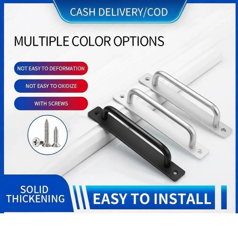 

Sliding Door Handle Aluminum Alloy Pull Push Door Handle For Gate Toilet Door Non Perforated Door Window Handles Wood Doors Grip