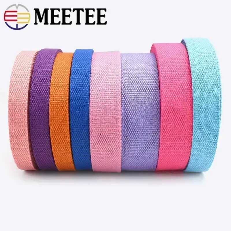 3M Meetee 20-38mm Cotton Webbing Tapes 2mm Thick Canvas Webbings Ribbon for Sewing Clothing Belt DIY Bags Strap Band Accessories