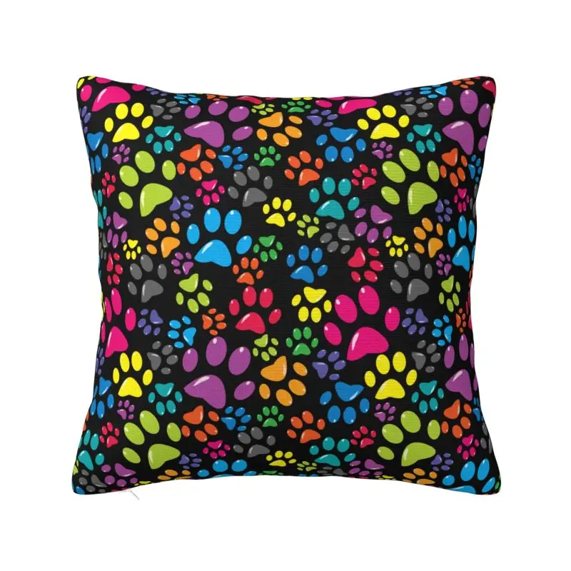 Colorful Animal Footprint Dog Paw Prints Cushion Cover 50x50 cm Polyester Throw Pillow Case Living Room Decoration Pillowslip