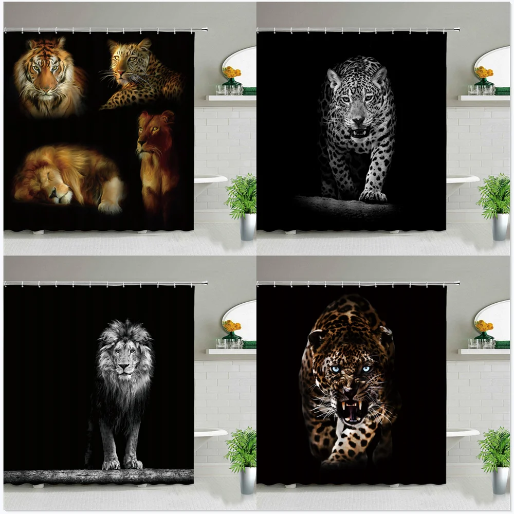 African Leopard Lion Tiger zasłona prysznicowa ze wzorem dziki nadruk zwierzęta wanna do łazienki prezent do dekoracji domu wodoodporne zasłony