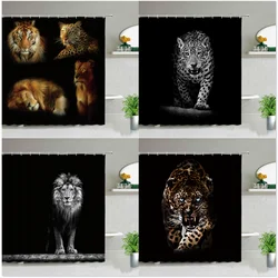 African Leopard Lion Tiger Pattern Shower Curtain Wild Animal Print Bathroom Bathtub Home Decoration Gift Waterproof Curtains