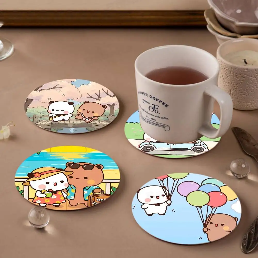 BuBu And DuDu Wooden Coaster Coffee Teacup Decoration Coffee Shop Beverage Shop Family Restaurant Cafe Decoration