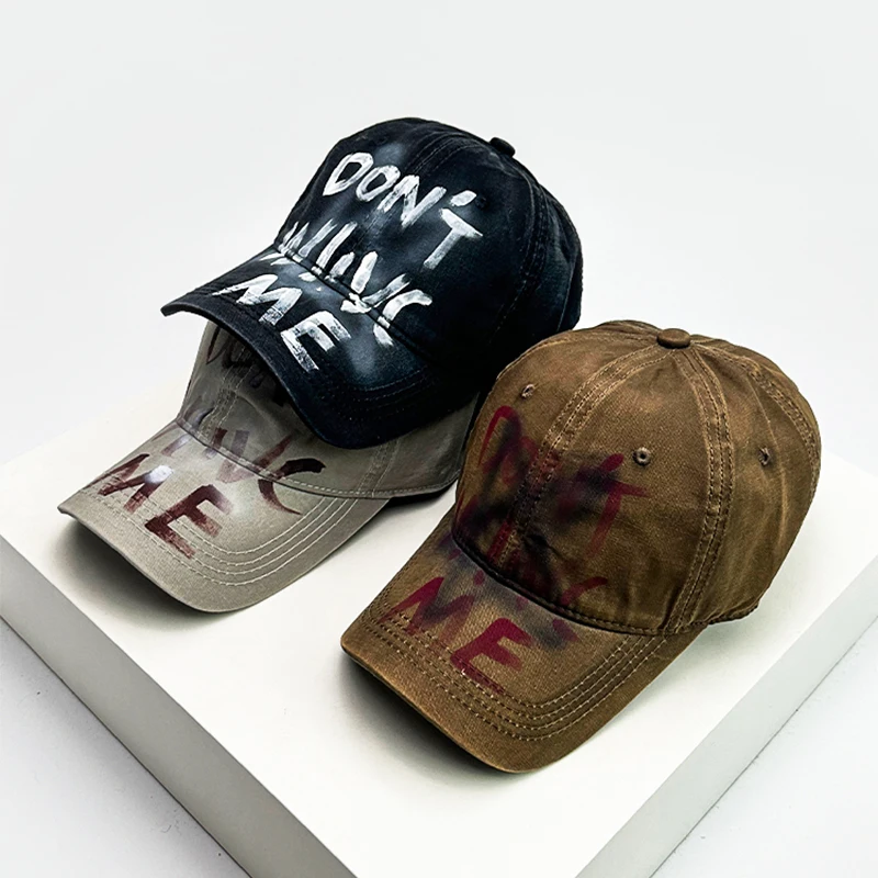 

New Unisex American Style Graffiti Letters Baseball Hats Breathable Retro Sunshade Hip Hop Peaked Caps Versatile Fashion Niche