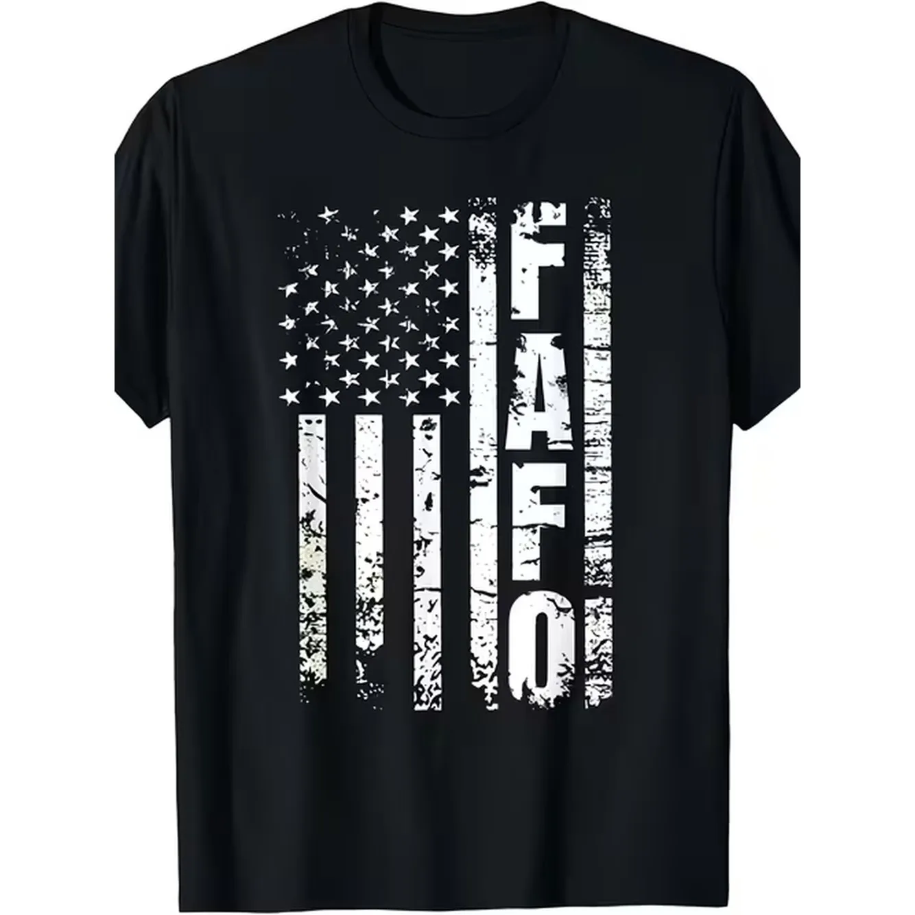 American Flag Pattern T Shirt Wear Design Black Casual Pullover With Strong White Letters For Men And Women Regular Round Neck Comfortable Clothing Durable Fabric Local Warehouse