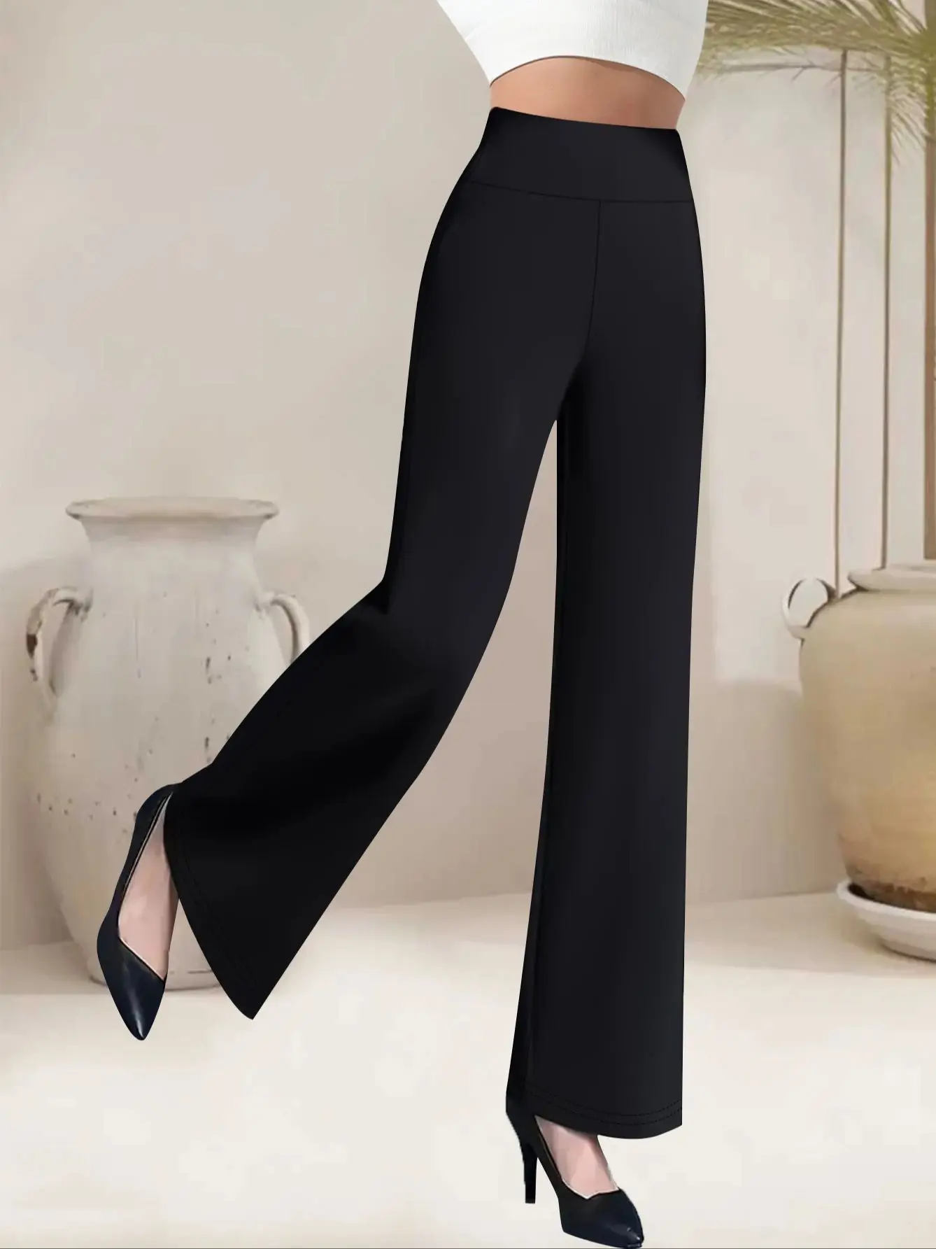 1 Paar hochtaillierte Hosen mit geradem Bein – elegante Hosen für Damen, vielseitig einsetzbar für Frühling, Sommer, Herbst und Winter, geeignet für das Büro. – Detail 1