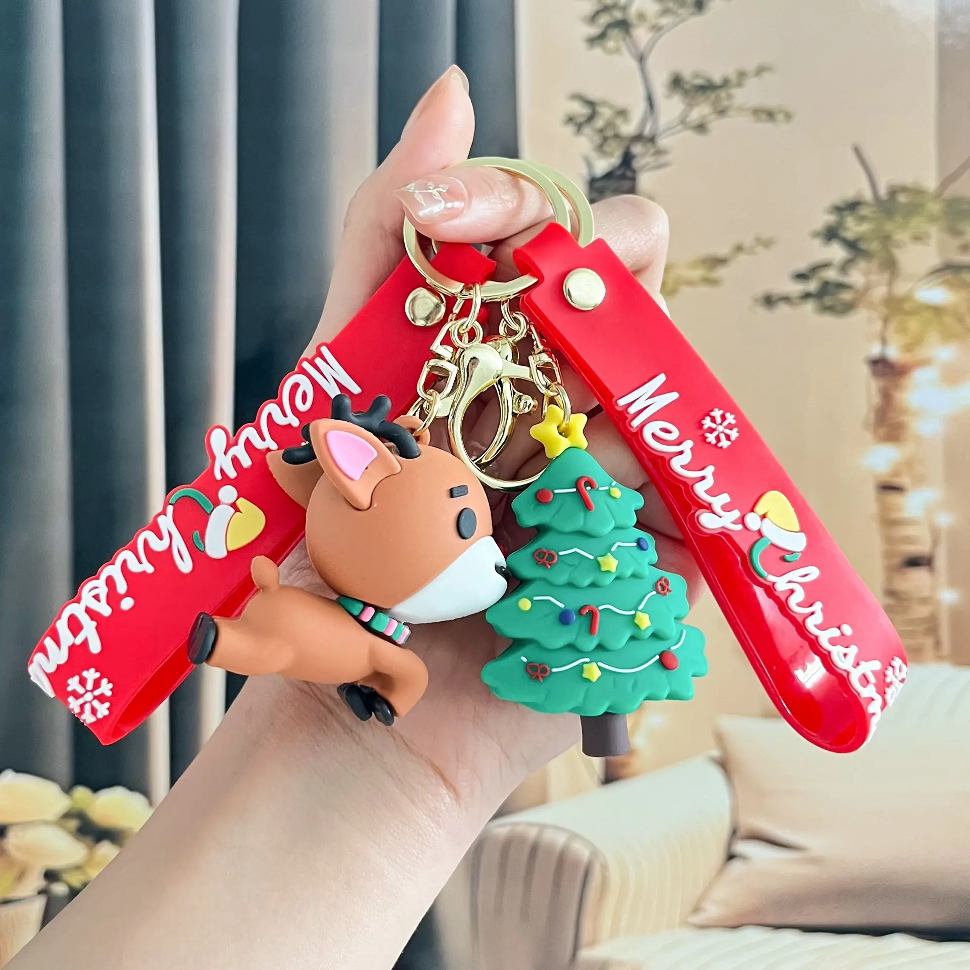 عيد الميلاد سانتا كلوز 3D سيليكون المفاتيح مفتاح سلسلة قلادة عصابة لعبة جديدة ﻿