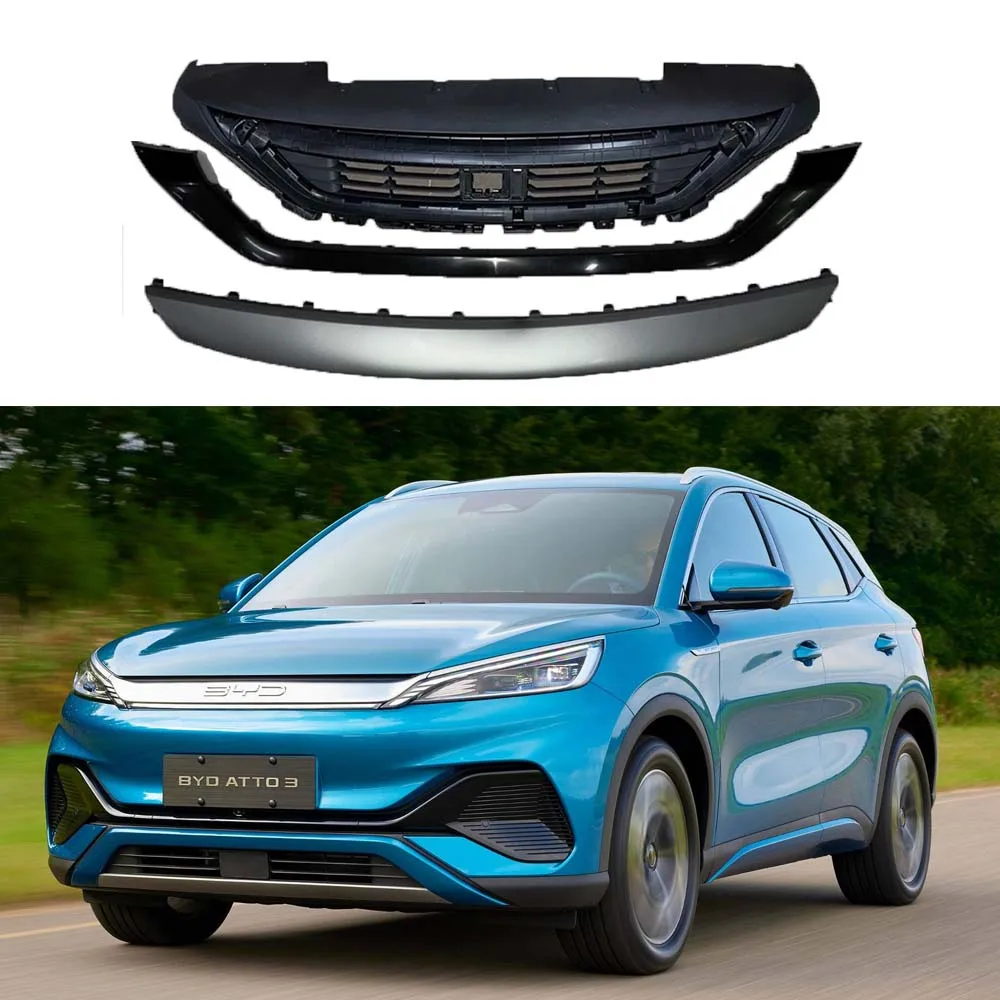 Auto Parts Car Front Bumper Lower Surround Grille Upper Logo Decoration Decorative Cover For BYD ATTO 3 EV 2021 2022 2023 2024