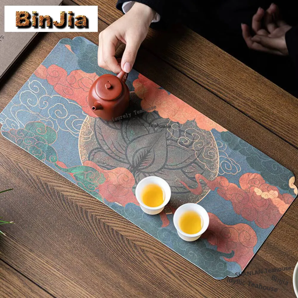 حصيرة رغوة جافة على الطراز الصيني ، منشفة شاي على الوجهين ، طاولة شاي منزلية ، خرقة احترافية ، متعددة الأغراض ، مشغولات تحديد الموقع #5