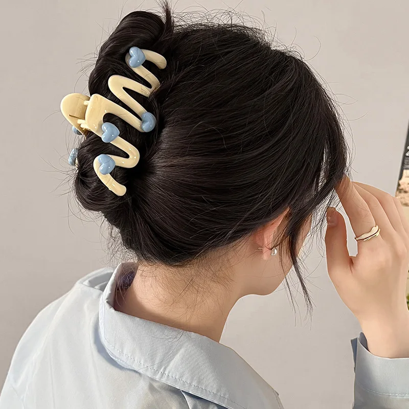 

1 Pcs Ladies' Hair Grabs Korean Love Blue For Girl Sweet Gentle Verstaile Cute Hair Claws High-quality Kawaii Hair Accessories