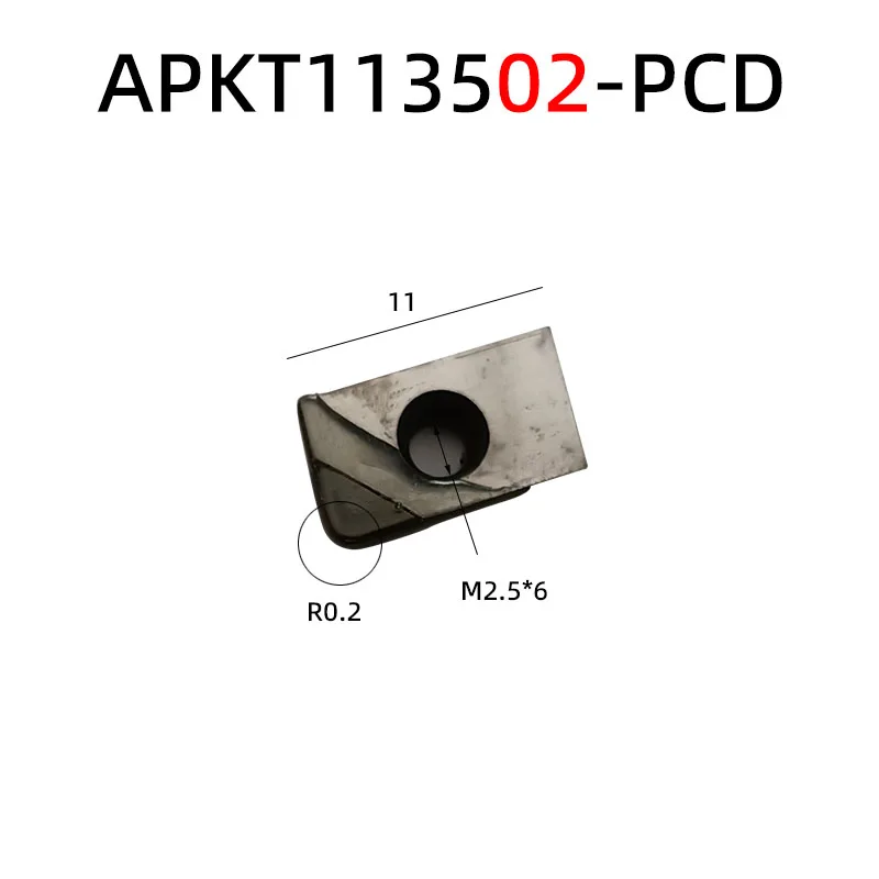 2 peças, inserções de ferramenta de fresagem pcd de diamante APKT113502-PCD, APKT113504-PCD, para usinagem de acabamento de alumínio