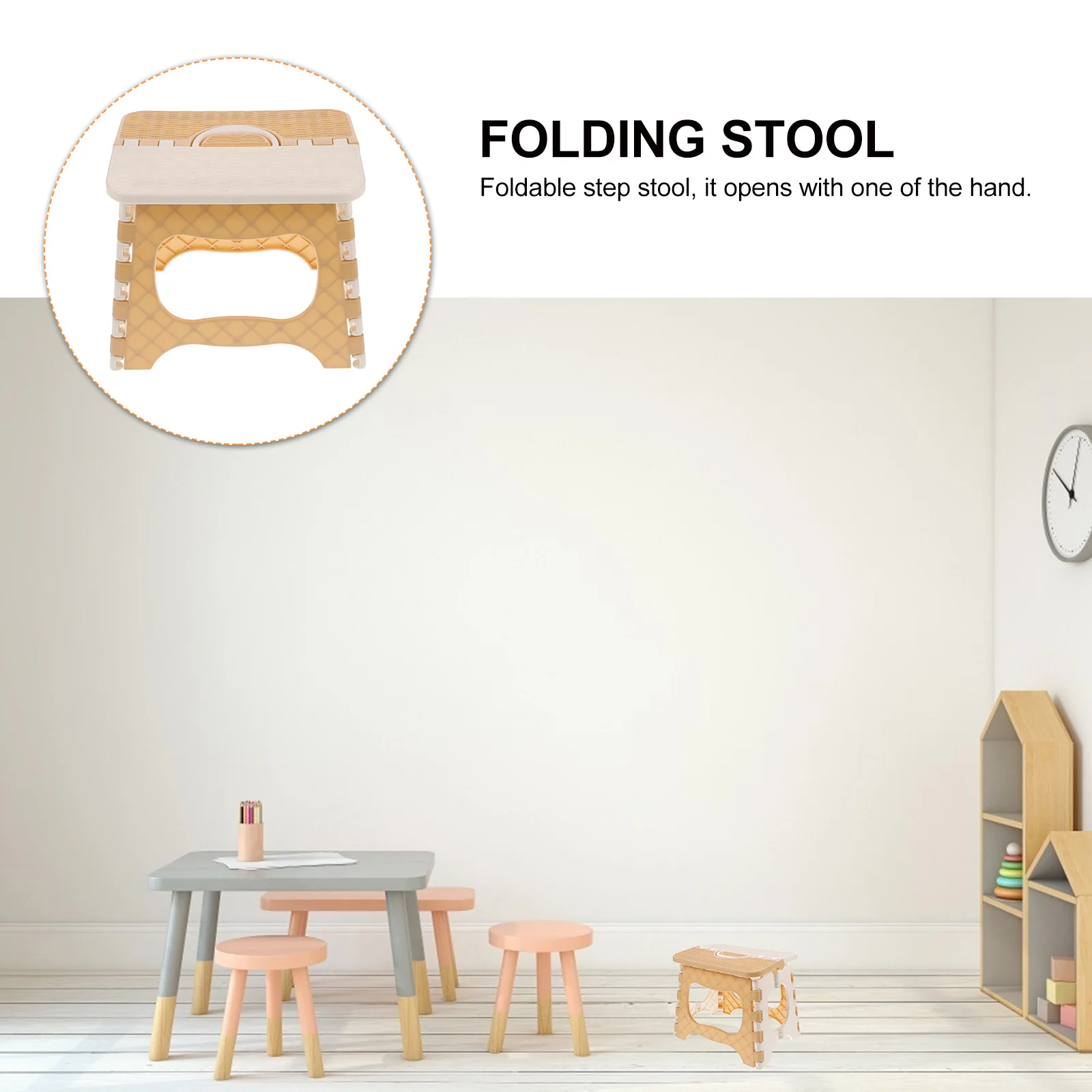 

1Pcs Portable Folding Stool Step Stool For Kids Lightweight Folding Step Stool With Handle Bathroom Kitchen