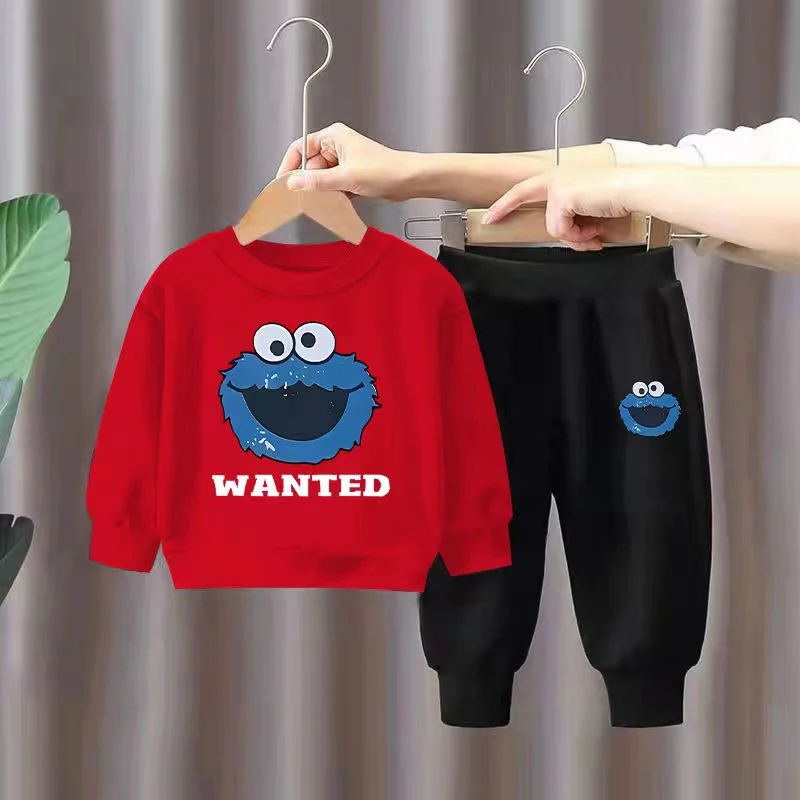 Autumn Kid Boy Long Sleeve Clothes Set Children Girls Cartoon Printed Sweatshirts Pullover Top And Pants Bottom Suit Tracksuits