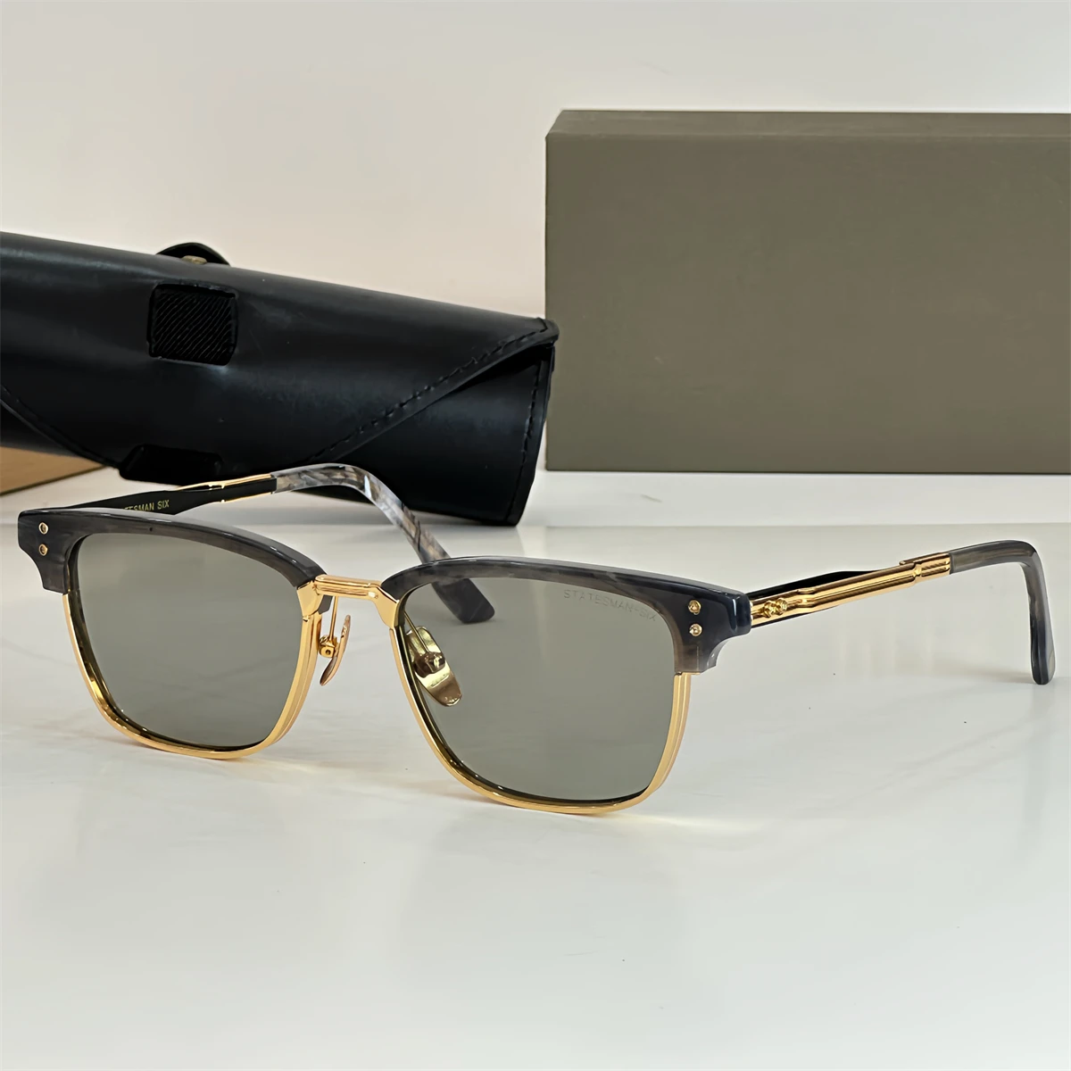

ADITA Statesman-Six DT132 SIZE 52-18-145 Top High Quality Sunglasses for Men Titanium Fashion Design Womens Sunglasses with box