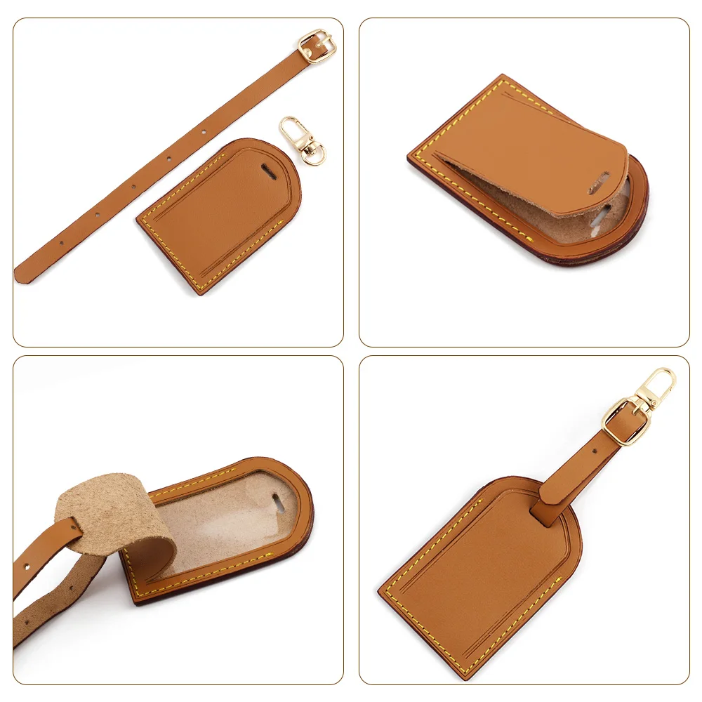 Vintage Genuine Leather Luggage Tag Suitcase Label Baggage Boarding Tag ID Address Holder Personalised Travel Tag