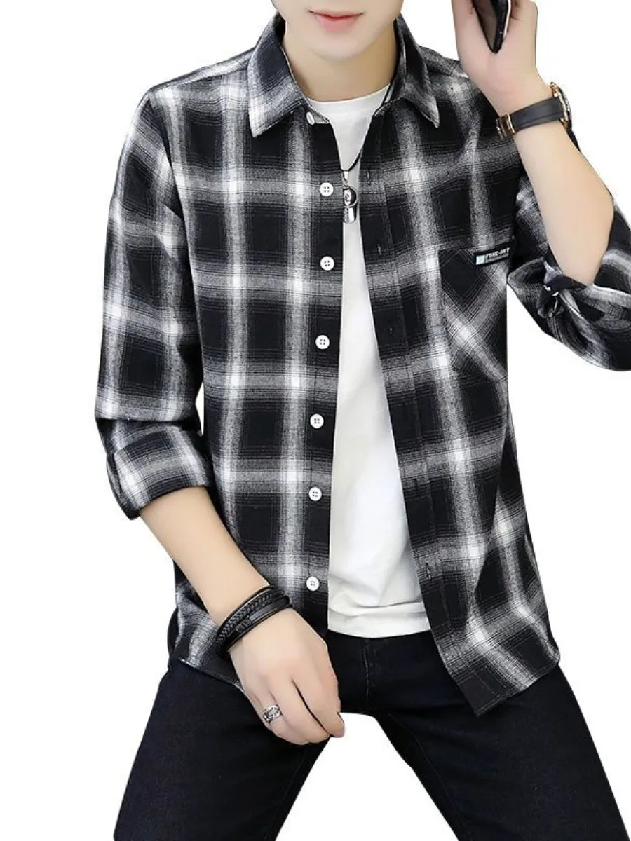 

Мужская хлопковая рубашка-поло в стиле ретро с длинным рукавом, универсальная, для весны и осени, повседневная, модная