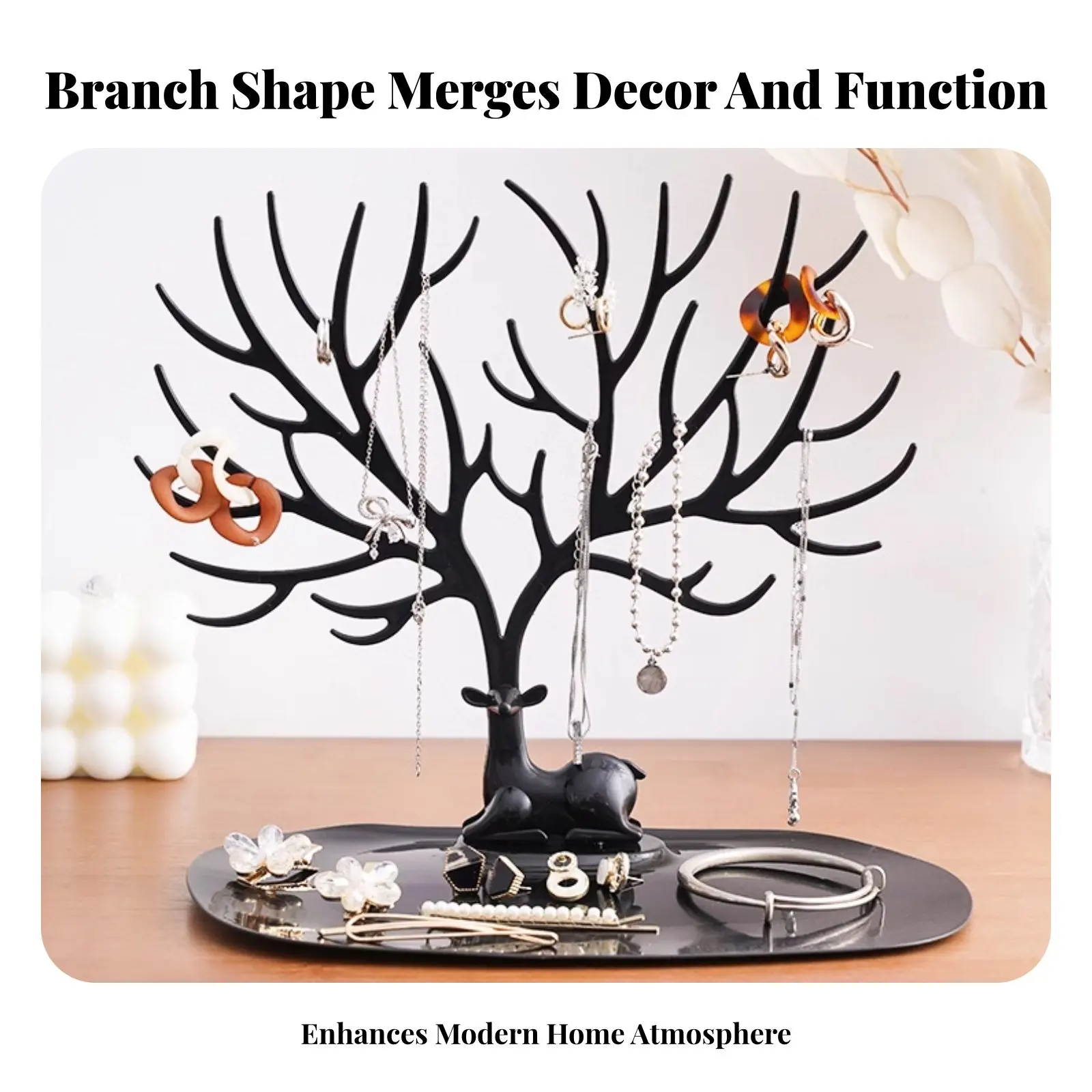 

Декоративная подставка для украшений в виде оленьей ветви в скандинавском стиле, держатель для ожерелий и браслетов