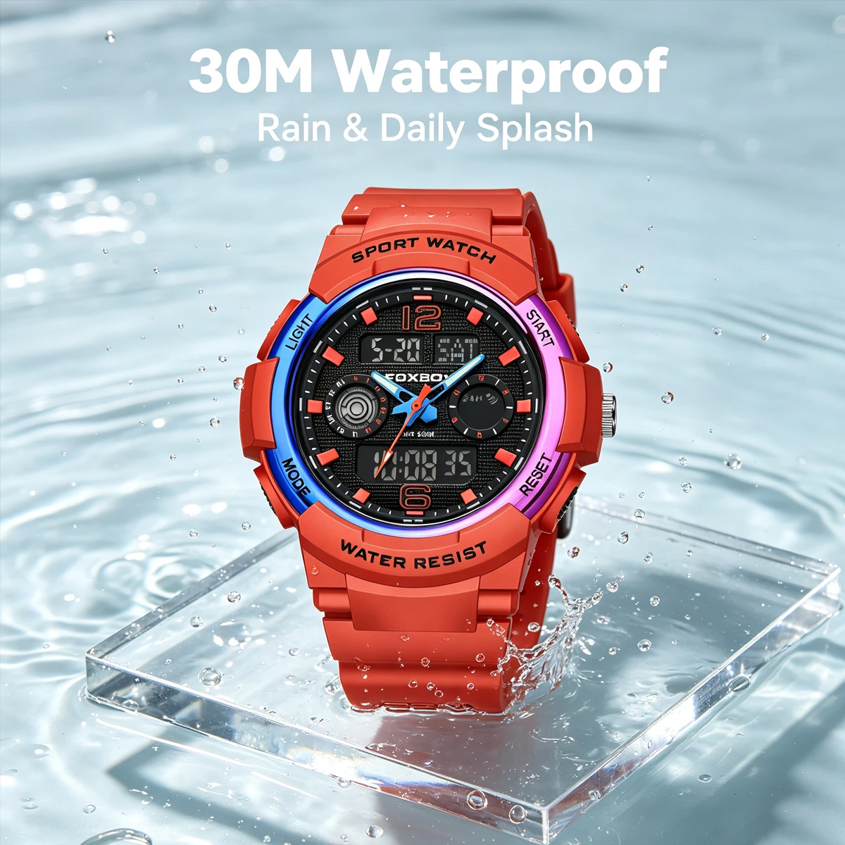FOXBOX Top Brand Luxury Chronograph Watch Fashion Digital Watch Men Casual Sports Waterproof Men's Quartz Wristwatch