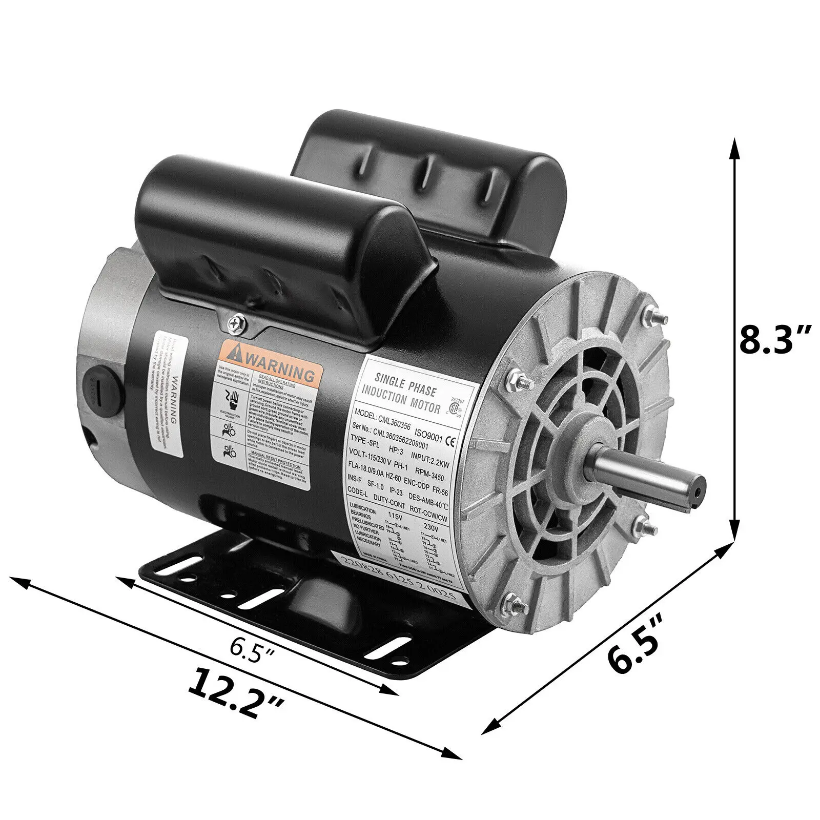 Imagem -06 - Motor Elétrico do Compressor de ar para o Automóvel Rotação Monofásica Eixo Keyed Rotação do Ccw do cw 230v 3450rpm 8