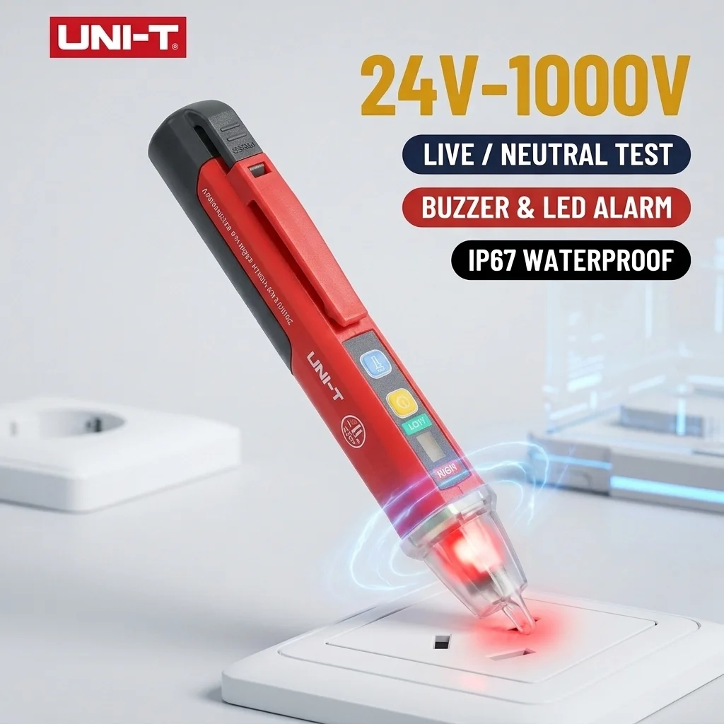 UNI-T UT12D UT12E UT12M Non-Contact AC Voltage Detector Pen 24V-1000V Live Neutral Wire Tester Socket Sensor Pencil Buzzer LED