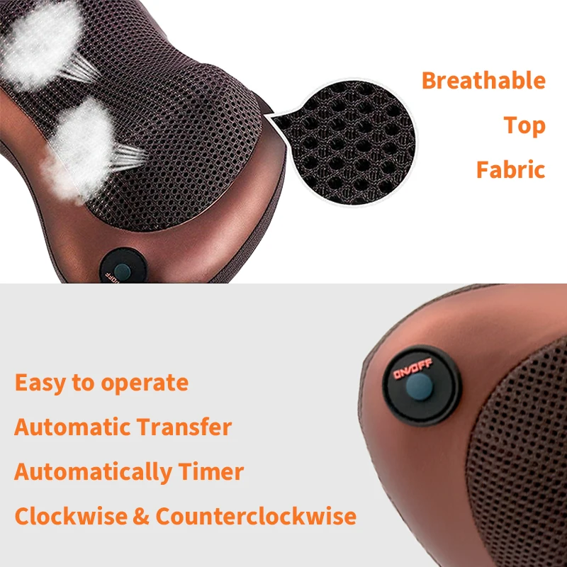 Electric Neck Massage Pillow Cervical Massager Waist Back Shoulder Shiatsu Kneaded Heating Cushion Multifunctional Relaxation - Image 4