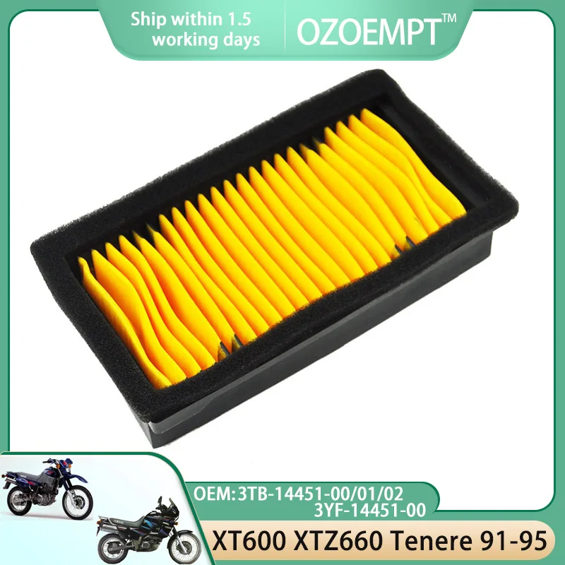 

OZOEMPT Motorcycle Air Filter Apply to XT600 XTZ660 Tenere 1991-1995 OEM: 3TB-14451-00,3TB-14451-01, 3TB-14451-02,3YF-14451-00