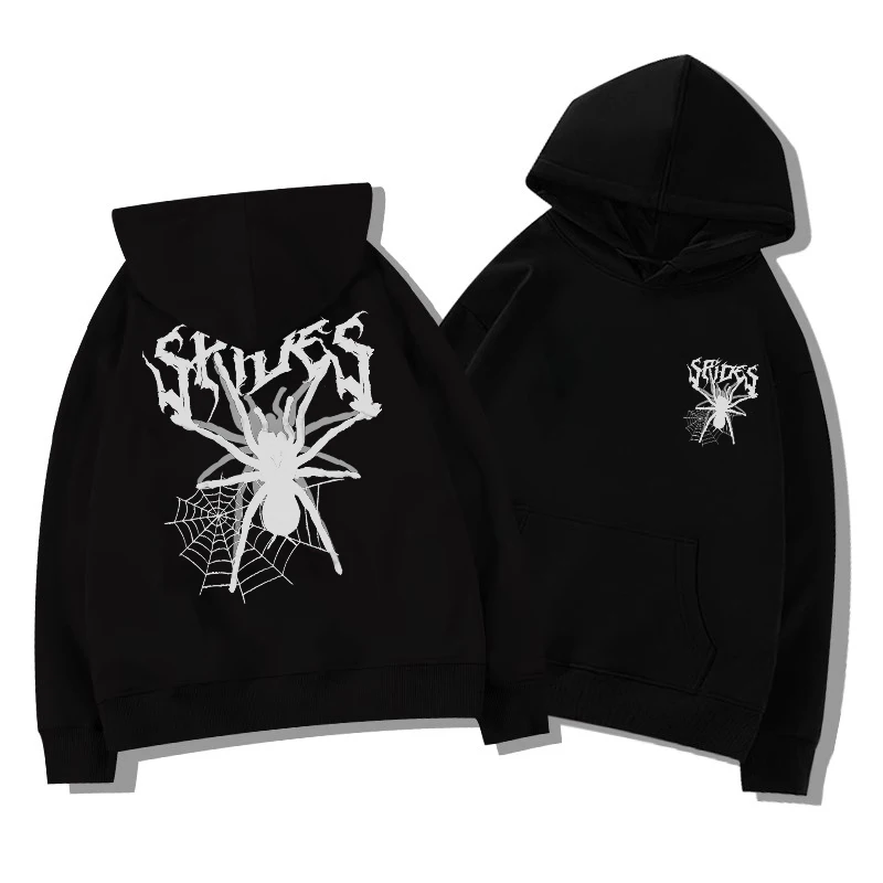 Neue Trendy Amerikanischen Herbst Winter Mit Kapuze Sweatshirt Fleece Wärme Spinne Brief Design Casual Lose Erwachsene Männer Täglichen Leben Weiche