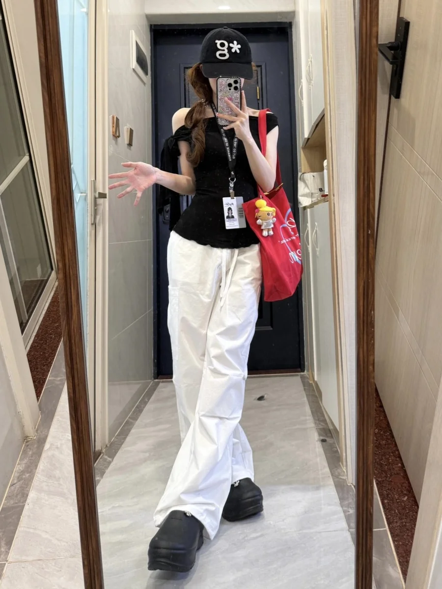 Ultra-Long 80cm High Waist Straight Leg Sportswear Trousers Women's Summer Loose Wide Leg Casual Qui Dry Workwear Pants