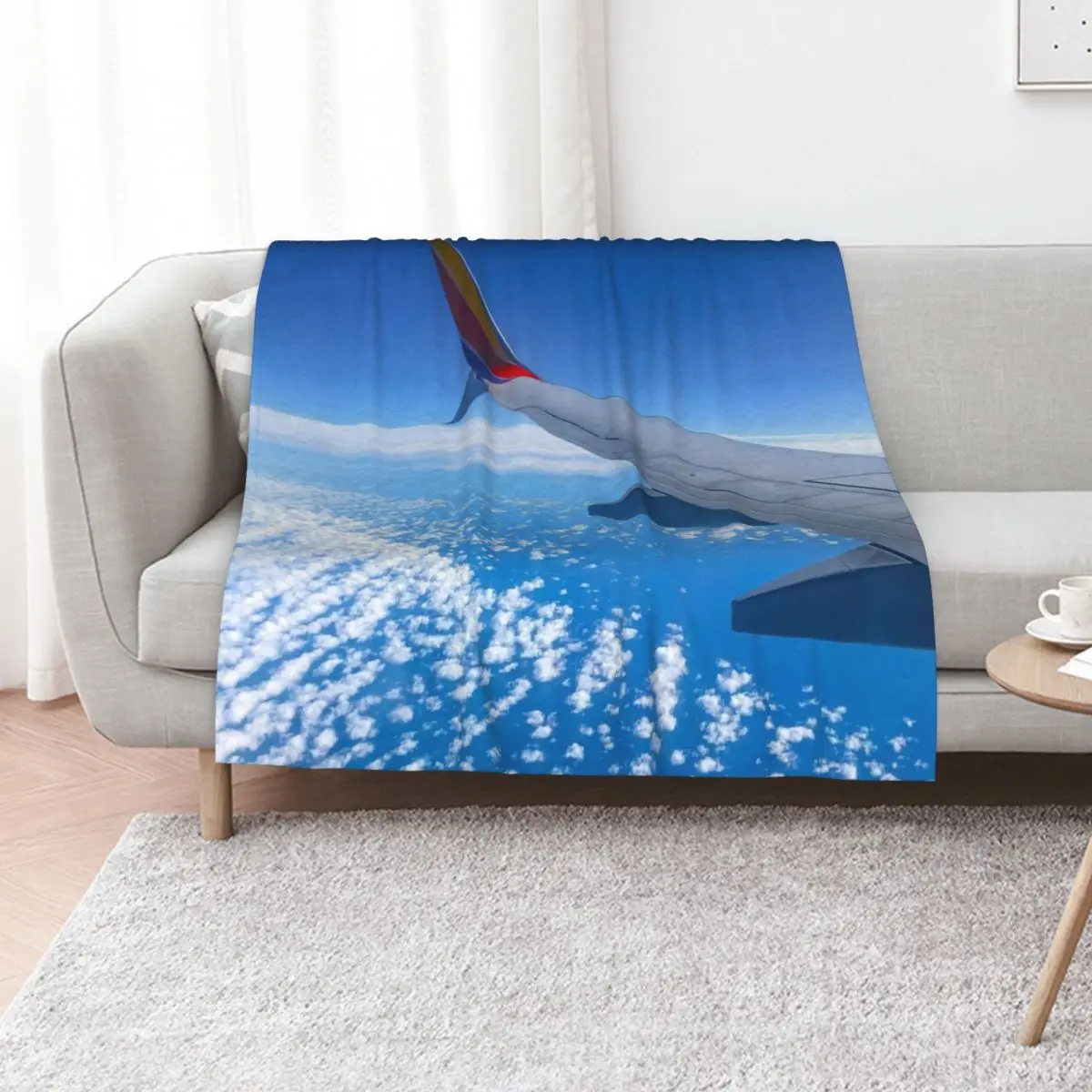 Plane View of the Blue Sky Throw Blanket for babies Sofas halloween cosplay anime Summer Beddings Shaggy Blankets