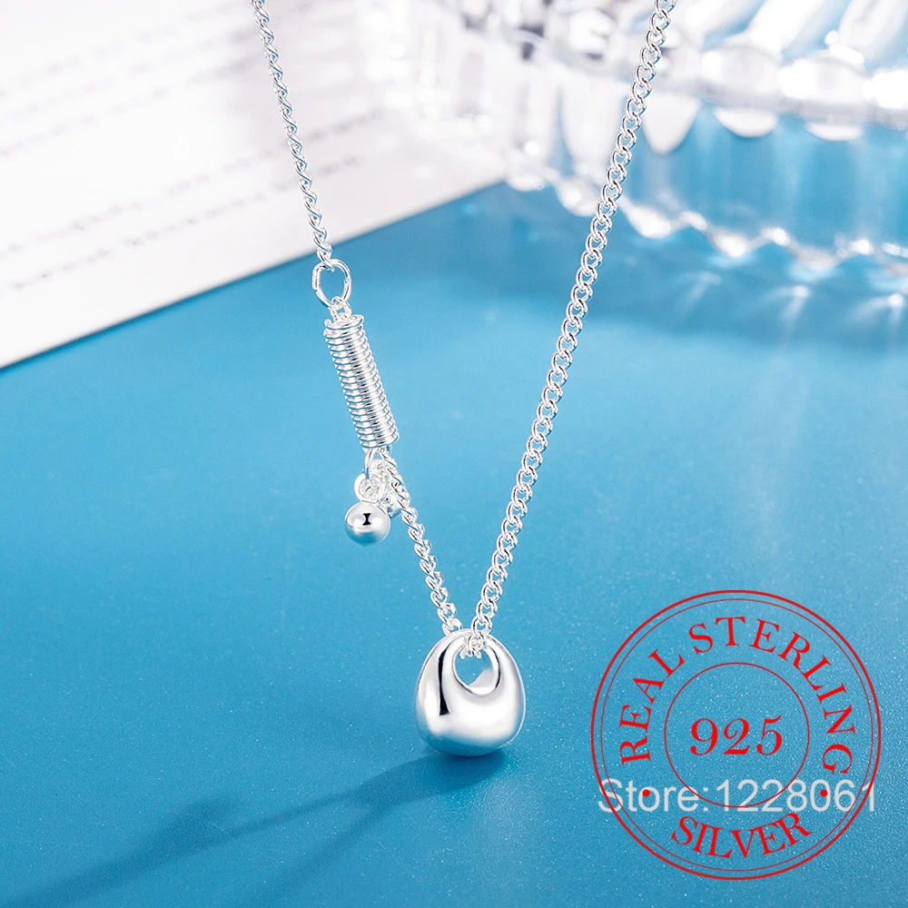 925 Sterling Silver Jewelry Solid Scale Weight Ball Chains Necklace for Women Wedding Party Jewelry for Girls Friends Gift