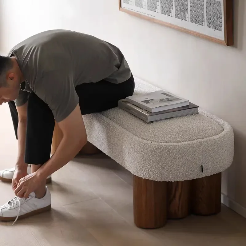 Nordic solid wood shoe changing stool, bedroom bedside stool simple shopping mall, bench stool rest stool