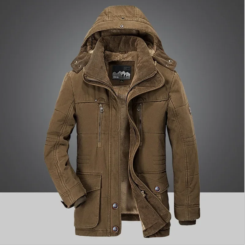 Winter High Quality Men's Jacket Long Thick Hot Hooded Parka Jackets Men's Casual Fit Multi-Pocket Cargo Jackets  Men's Clothing