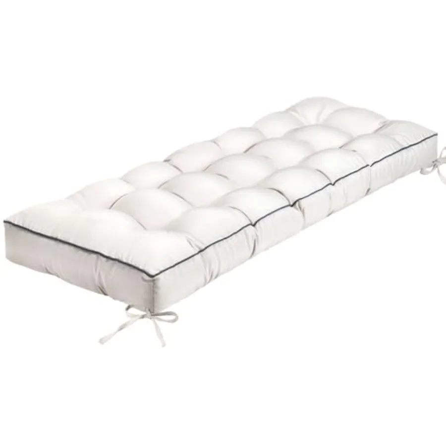 

Outdoor Bench Cushion Tufted Patio Seat Pad for Garden Bench Porch Swing Indoor/Outoor Furniture Cream 48X18X4 inch