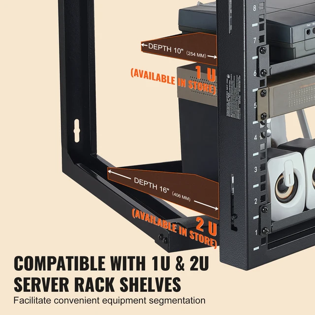 SucceBuy 9U Wall Mount Rack 150lbs Max Load Capacity Open Frame Server Network Rack with Cage Nuts Screw for Server IT Equipment 6 SucceBuy 9U Wall-Mount Open Frame Server Rack – 150 lb Capacity, with Cage Nuts and Screws – view 6