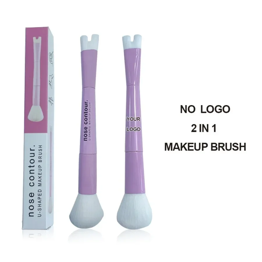 Brosse de Contour du nez 2 en 1 personnalisée, fard à joues Super doux, poudre à reflets, cosmétique, outils de beauté du visage pour femmes, en vrac