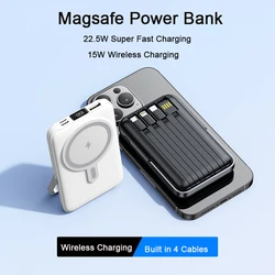 Magnetic Wireless Power Bank Charge 30000mAh 22.5W Fast Charging with Cable Stand External Battery For iPhone 15 Samsung Xiaomi