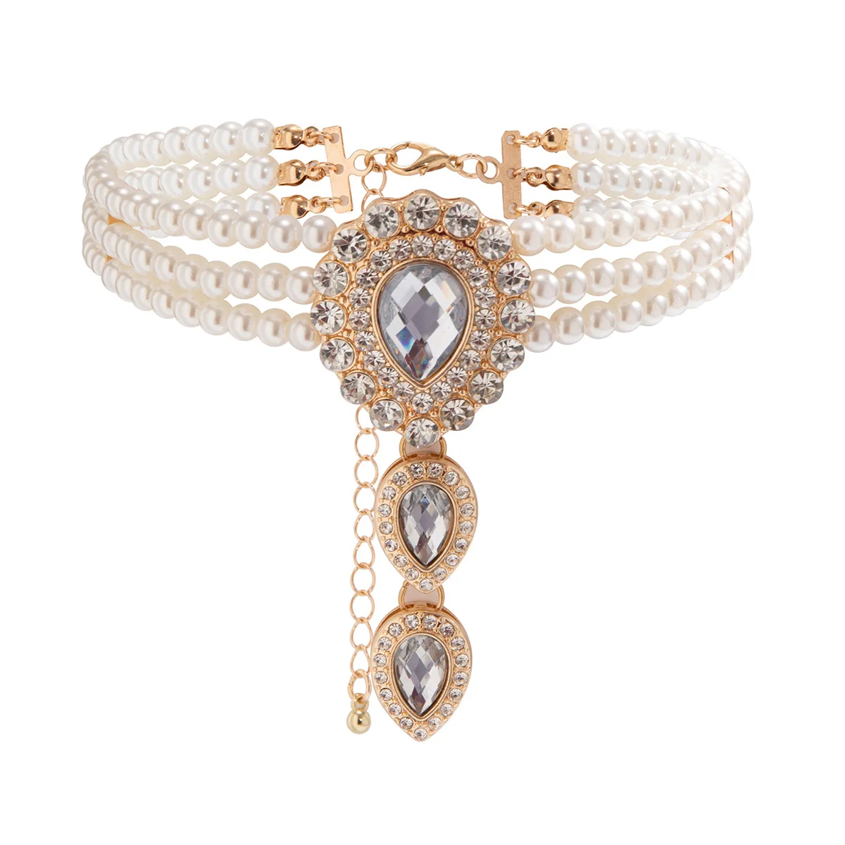 DIEZI Luxury Imitation Pearl Necklace Bracelet Vintage Water Drop Stone Beads Jewelry Sets Elegant Wedding  Party New Jewelry