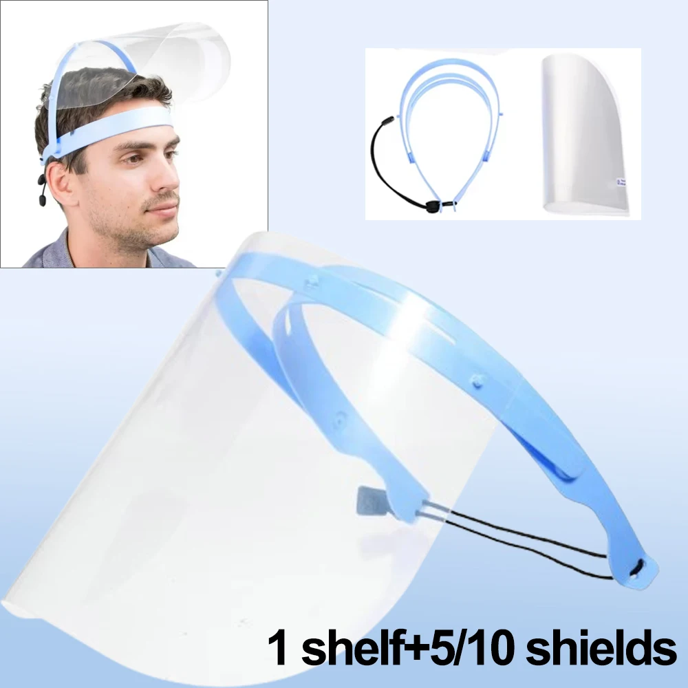 5/10Pcs Dental Face Shield Detachable Anti Fog Splash Proof Dustproof Reusable Protective Mask with 1 Shelf for Doctor Lab