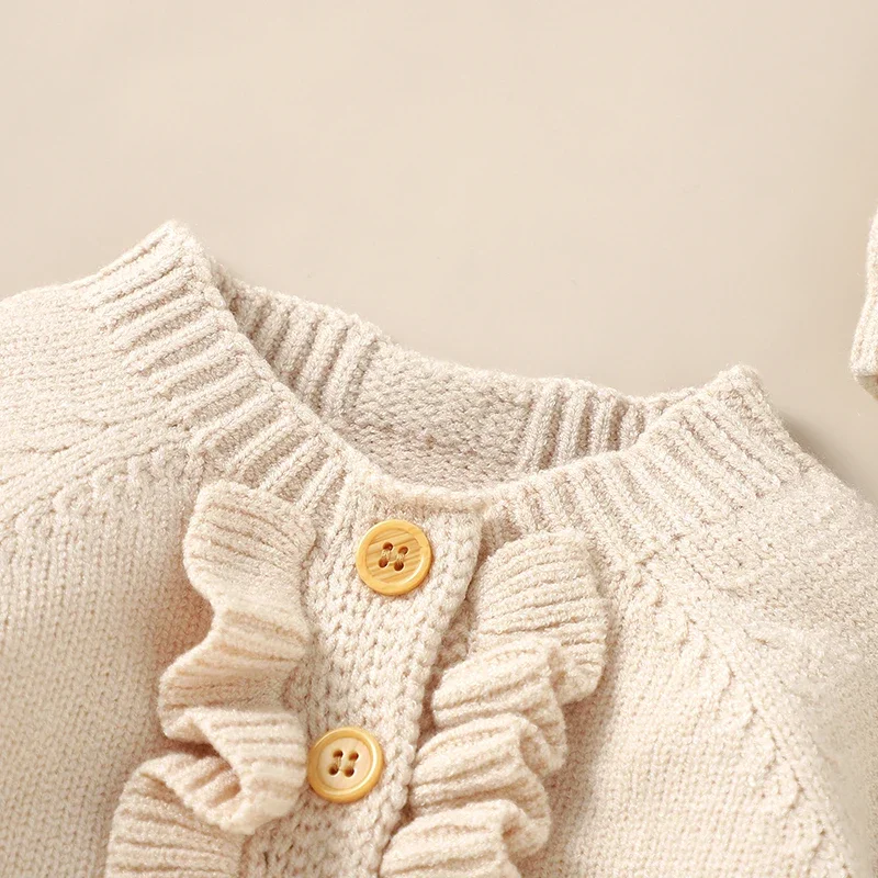 Set Spring Solid Long Sleeve Knitted Newborn Infant Boys Girls Jumpsuits Outfits 0-18m Playsuit Autumn Baby Rompers Hats Clothes