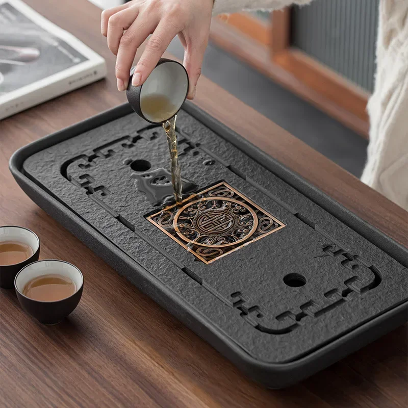 Large Stone Tea Tray Eco Friendly Vintage Drainage High Quality Water Storage Tea Tray Dry Bubble Plateau Bois Teaware