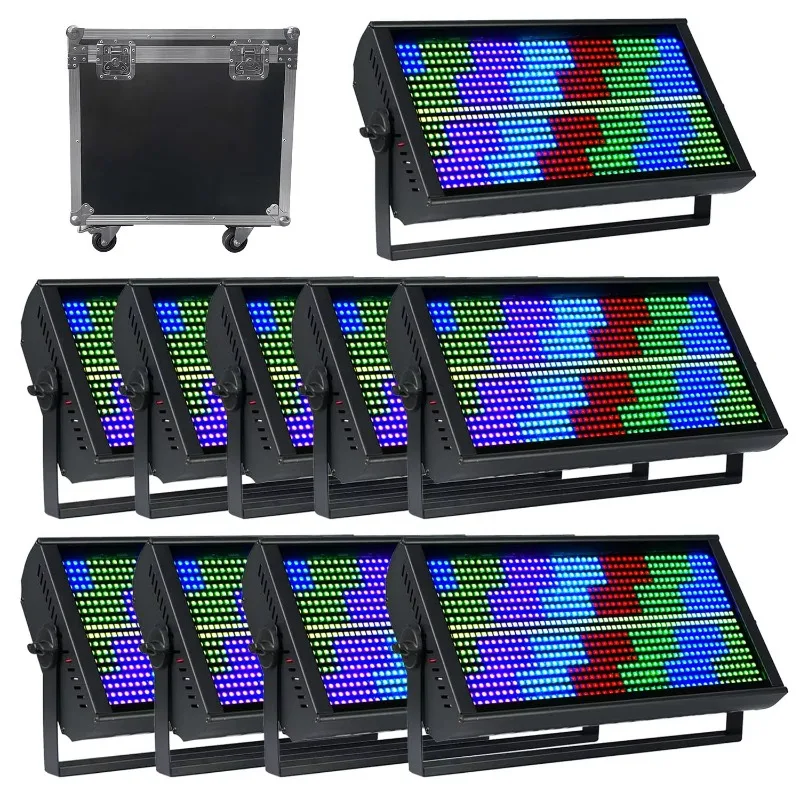

10Pcs 1000W 48+8 LED Strobe Wall Washer Light Bar Flight Case Pack for Indoor Disco Birthday Party Club Stage Lighting Effect