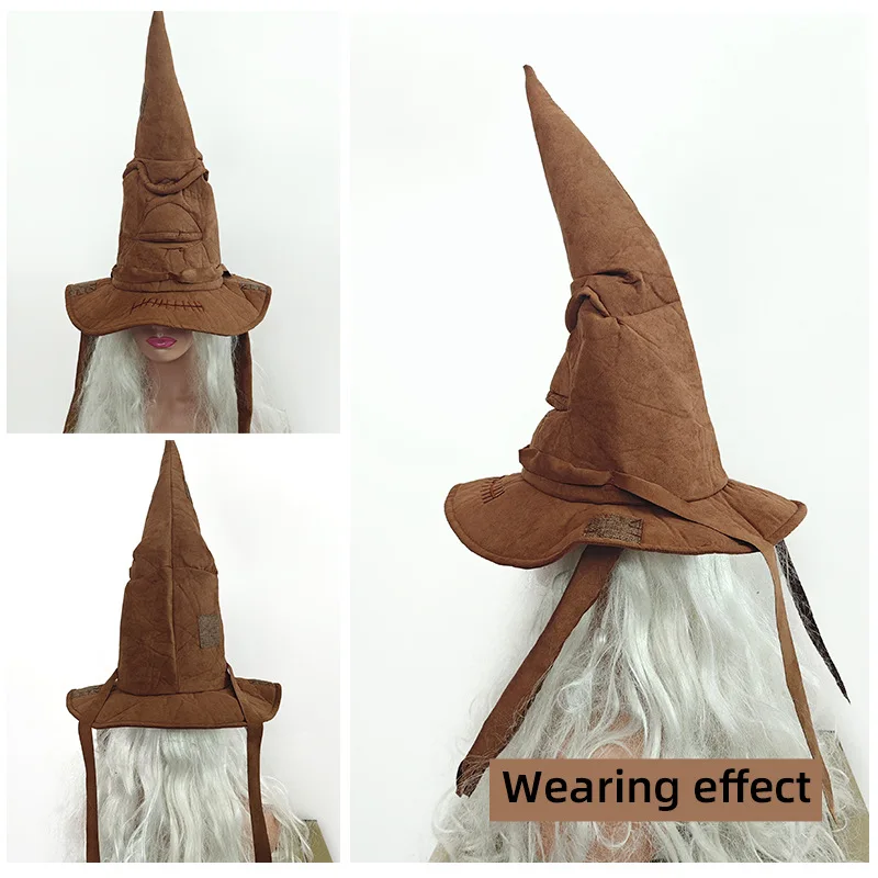 Fashion Movies Witch Wizard Hat Sorting Hat Leather Halloween Party Props Dress Up Hat Men Cosplay Costume Accessories