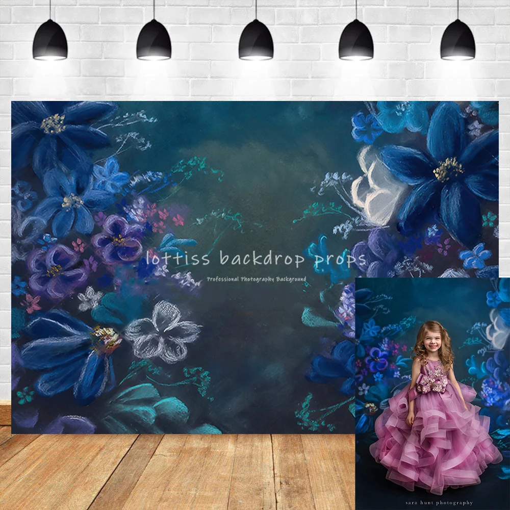 Art Floral Backdrops Kids Pregnant Woman Portrait Photography Hand Painting Flower Background Purple Flowers Baby Photostudio